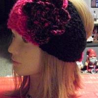 Hot pink and black earwarmer