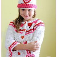 Hearts of Love Crochet Hat and Sweater