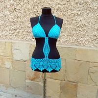 Crochet Beach Top, Turquoise Summer Beachwear, Summer Crochet Top, Crochet Turquoise suit,