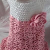 Baby girl, pink and white dress, handmade crocheted baby, girl clothes - Project by ♥♥♥ CrochetingPrecious  ♥♥♥