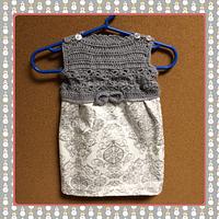 Crochet and Fabric Dress with Cardigan and Shoes
