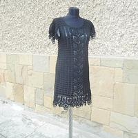 Black Crochet Dress, Elegant Woman Dress, Handmade Crochet  Dress