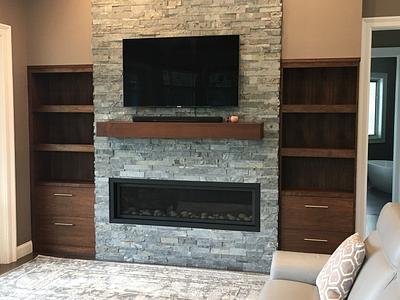 Walnut Built-ins and Mantel - Project by dacabinetguy