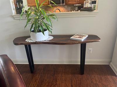 Live Edge Black Walnut Console Table with Turquoise inlay. - Project by oldrivers