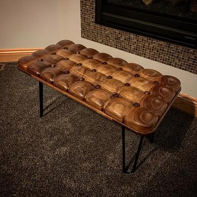 Tufted Walnut Bench - Project by BerchtoldDesignBuild