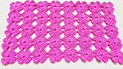 Ornate Crochet Flower Rectangle Tablemat - Project by rajiscrafthobby