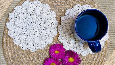 Easy Textured Crochet Boho Coaster with Macrame Thread - Project by rajiscrafthobby