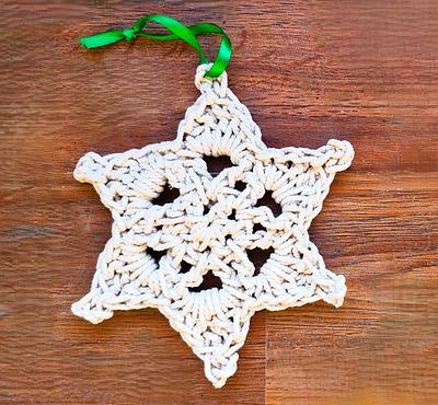 Folksy Crochet Snowflake Ornament With Macrame Cord - Project by rajiscrafthobby