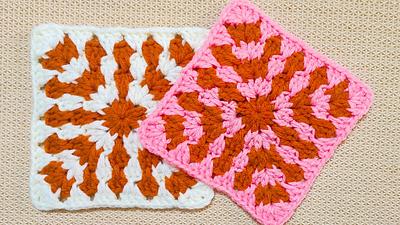 Trickle Down Crochet Granny Square Block Pattern - Project by rajiscrafthobby