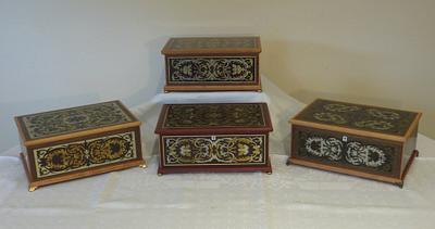 Karen, Charlotte, Martha and Mattie - four Boulle style marquetry boxes - Project by Madburg