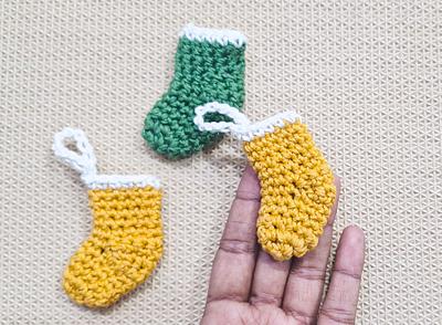 Easy Crochet Mini Christmas Stocking Ornament - Project by rajiscrafthobby