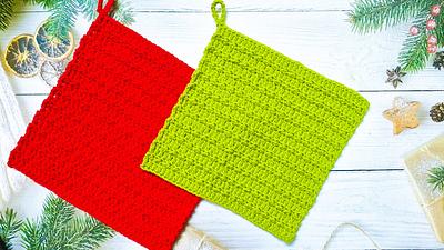 Christmas Holiday Crochet Square Potholder - Project by rajiscrafthobby