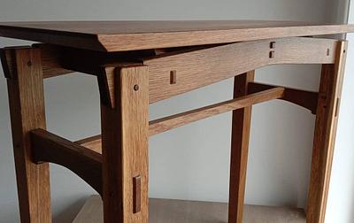 Fumed utility table in American Oak and recycled English Oak and walnut - Project by Chinwagfurniture