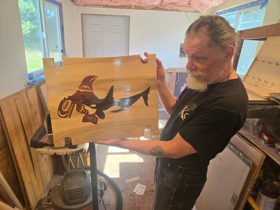 Marquetry - Orca Spirit bench - Project by Jefferson Adshead