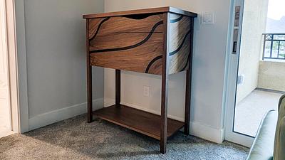 Walnut Dressing Vanity with a Black Swoosh - Project by Brian Benham