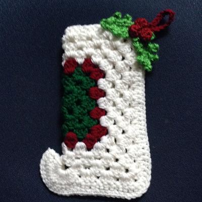 Christmas Stocking with holly motif - Project by Christine