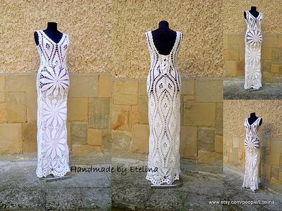 Crochet Wedding Dress, White Lace Dress, Bridal Crochet Dress, Boho Chic Dress - Project by etelina