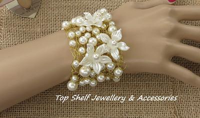 Pearls and Petals Crochet Wire and Beaded Cuff Bracelet - Project by Top Shelf Jewellery & Accessories