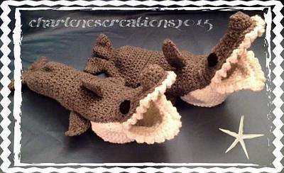 Crochet Shark Slippers - Project by CharlenesCreations 