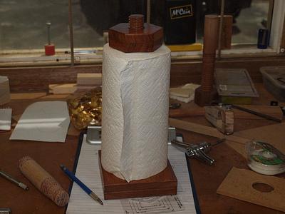 Vertical Paper Towel Holder (wooden threads). - Project by LIttleBlackDuck