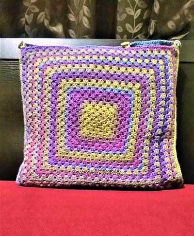 Granny Square Cushion Cover with Top Opening Buttons - Project by rajiscrafthobby