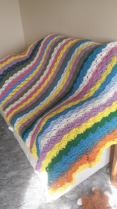 Colorful Striped Afghan and Granny Square Afghan - Project by Cathy