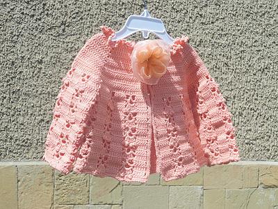 Crochet Baby Vest in Coral, Summer Baby Bolero, Coral Baby Jacket, Baby Summer Clothes, Baby Fashion - Project by etelina