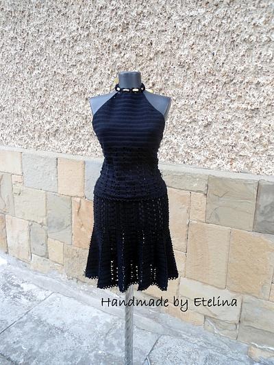 Crochet Suit, Black Crochet Suit , Two Piece Suit, Crochet Top and Skirt, Women Lace Costume - Project by etelina