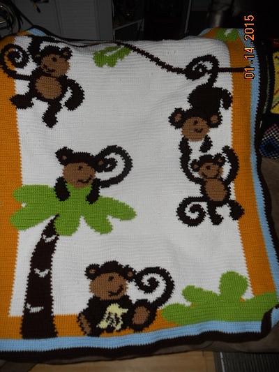 Monkey baby afghan - Project by Charlotte Huffman