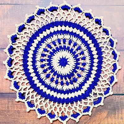 Sapphire Haze Crochet Round Doily - Project by rajiscrafthobby