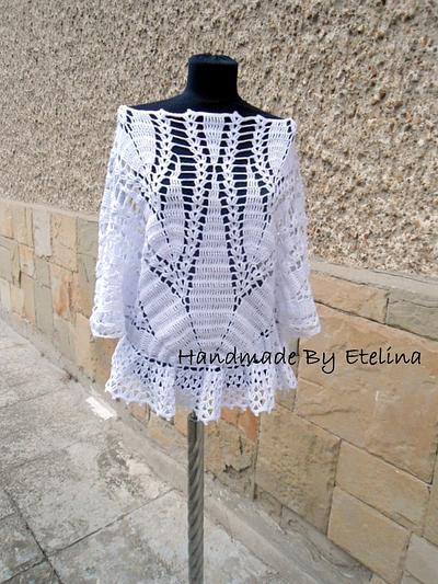 Crochet WhiteTunic, Women Sweater. Lace Blouse, Crochet Jumper - Project by etelina