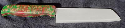 White Ceramic Santoku with Cholla and Red & Green Resin Handle - Project by Dave Polaschek