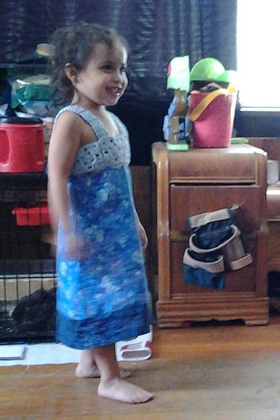 my daughter modeling the crochet sewing hybrid - Project by airam