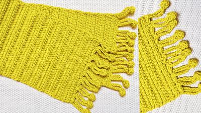 Linked Crochet Scarf With Pom Pom Edging  - Project by rajiscrafthobby