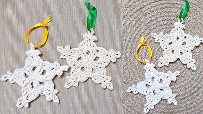 Snowdrift Crochet Snowflake Ornament Pattern - Project by rajiscrafthobby