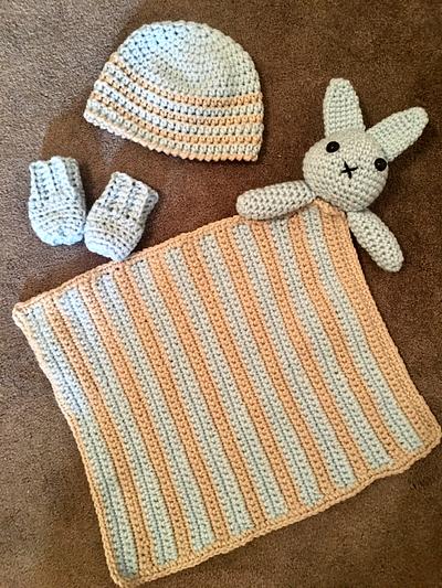 Crochet Bunny Baby Boy Set - Project by CharleeAnn