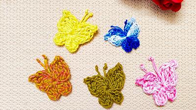 Quick and Simple Crochet Butterfly Applique - Project by rajiscrafthobby