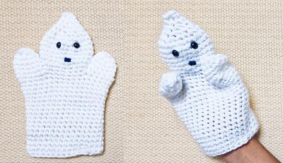 Halloween Crochet Ghost Hand Puppet  - Project by rajiscrafthobby