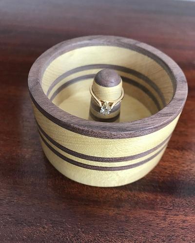 Yellow Heart and Black Walnut Ring Box  - Project by Roger Gaborski
