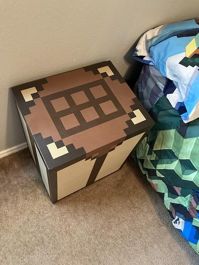 Minecraft Crafting Table style side table with hidden storage - Project by Dee