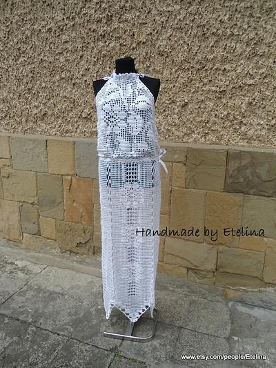 White Crochet Dress, Crochet Wedding Dress, Women Dress, Lace Bridal Dress - Project by etelina