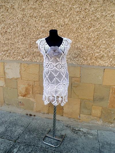 Crochet Beach Dress, White Handmade Dress, Summer Beach Dress, Crochet Resort Dress, Sexy Lace Dress - Project by etelina
