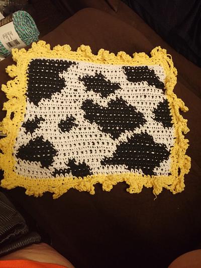 cow print dish cloth - Project by Down Home Crochet