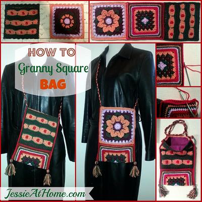 How to make a bag out of 3 Granny Squares - Project by JessieAtHome
