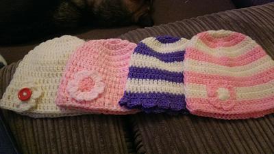 mixed girls beanies - Project by maggie craig