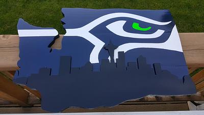 Seahawk with Seattle skyline - Project by Tim