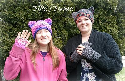 Cat Hats & Kitten Mittens & Wristers Set - Project by tkulling