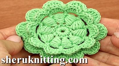 CROCHET PUFF STITCH FLOWER - Project by S