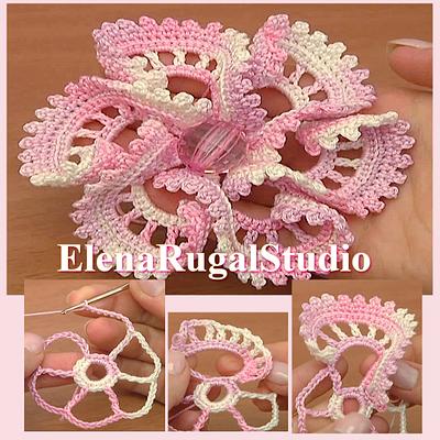 Crochet 3D Flowe - Project by ElenaRugalStudio