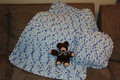 Baby Bubbles Blanket & Pillow with "Beary" Cute Bear - Project by Denise